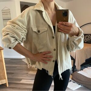 Oversized, cream corduroy jacket perfect for Fall
